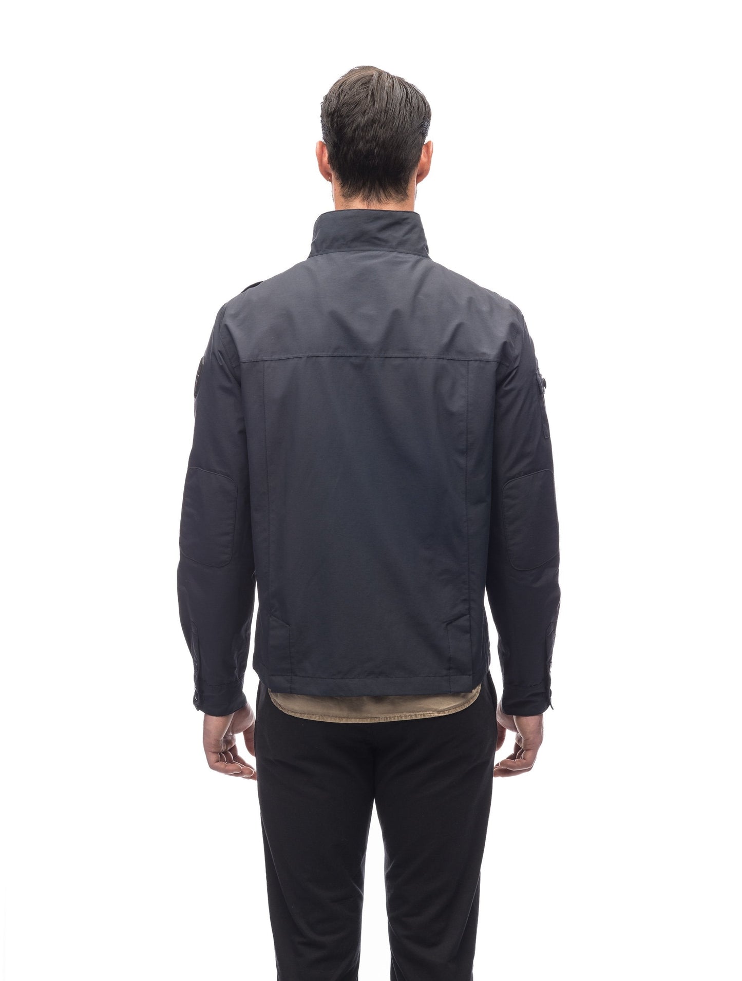Men's waist length military style jacket in Black