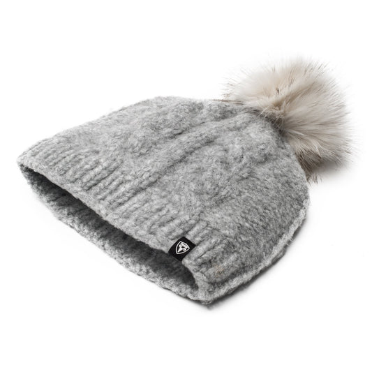 A knit toque with pom-pom in Heather Grey