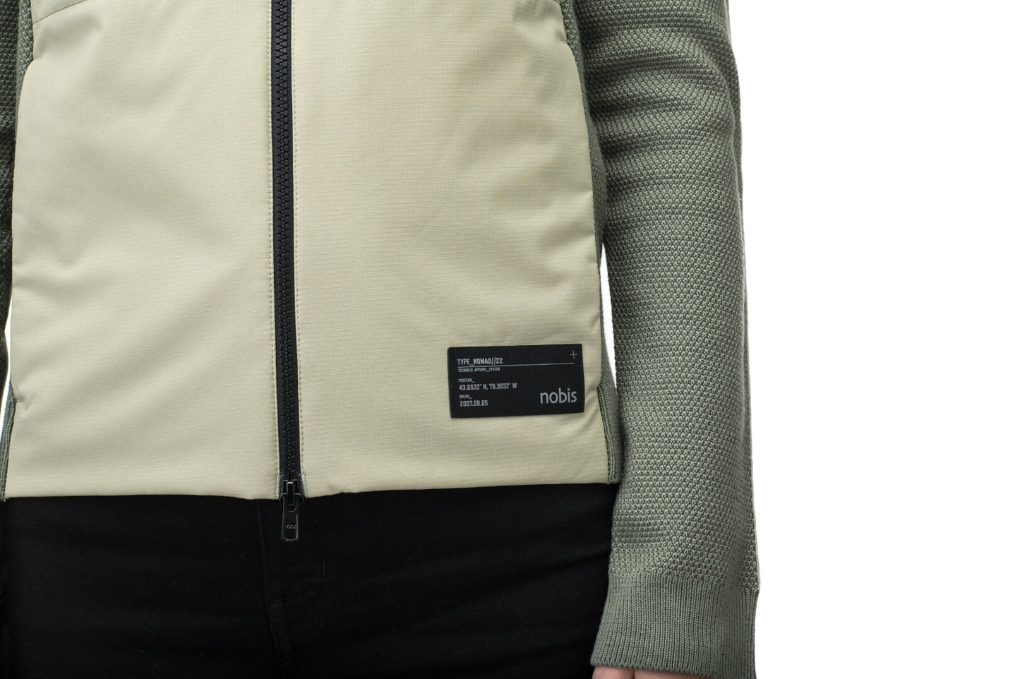 Evo Ladies Performance Full Zip Sweater in hip length, Primaloft Gold Insulation Active+, Merion wool knit collar, sleeves, back, and cuffs, two-way front zipper, and hidden waist pockets, in Clover