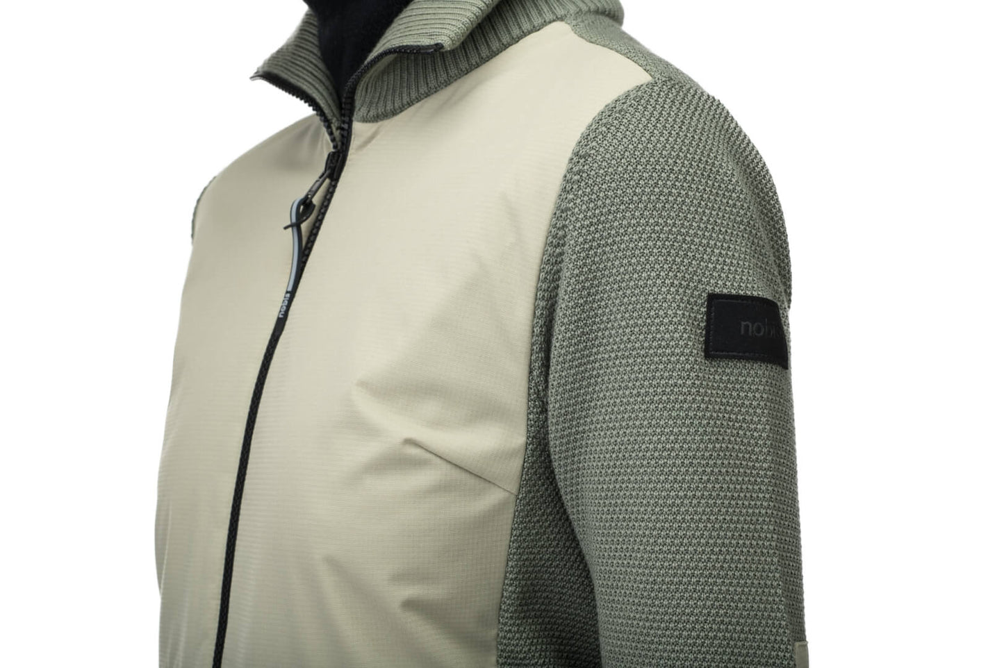 Evo Ladies Performance Full Zip Sweater in hip length, Primaloft Gold Insulation Active+, Merion wool knit collar, sleeves, back, and cuffs, two-way front zipper, and hidden waist pockets, in Clover