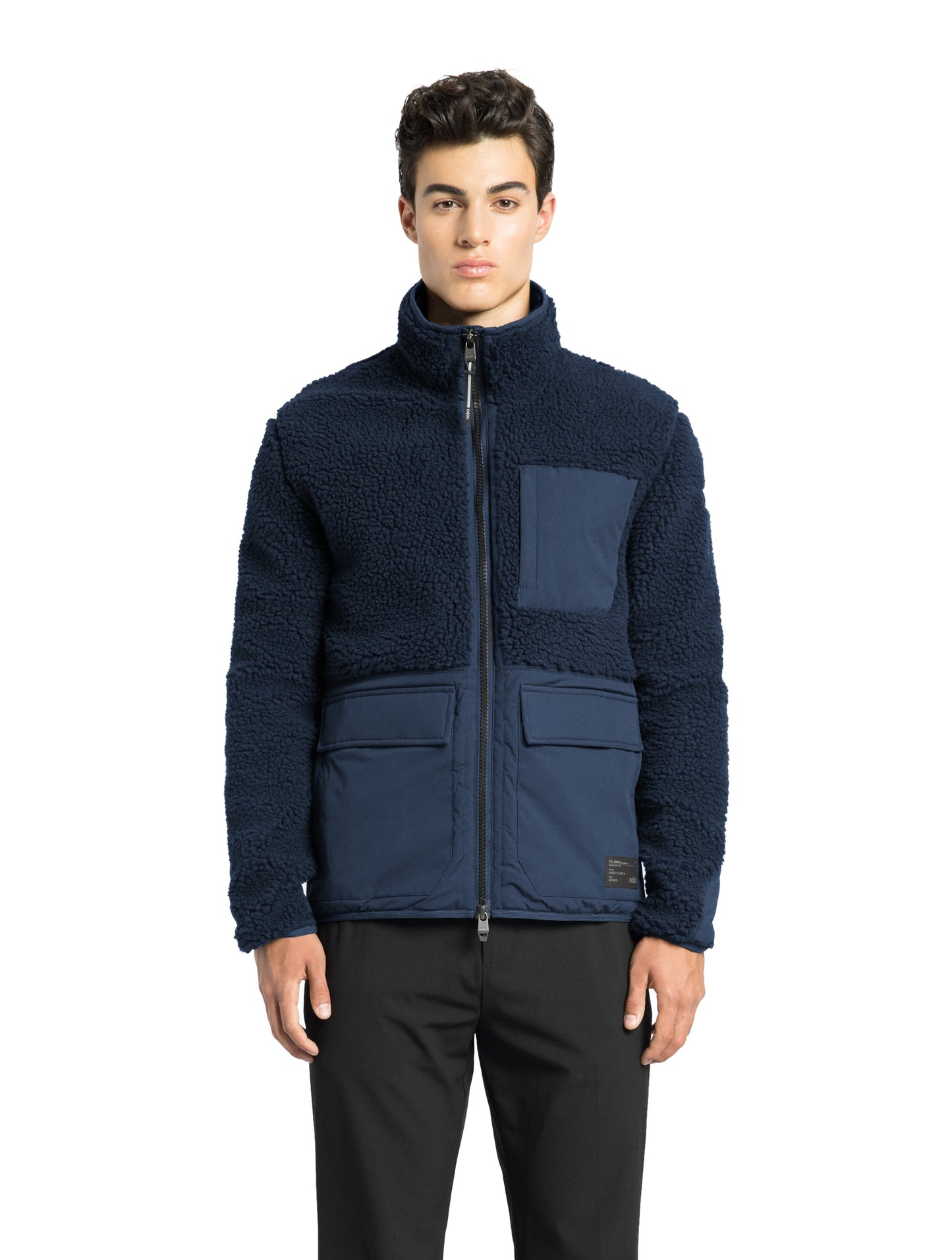 Kepler Men's Berber Zip Front Sweater in hip length, premium berber and stretch ripstop fabrication, Primaloft Gold Insulation Active+, two-way centre-front zipper, zipper pocket at left chest, magnetic closure flap pockets at waist with additional side-entry pockets, in Marine