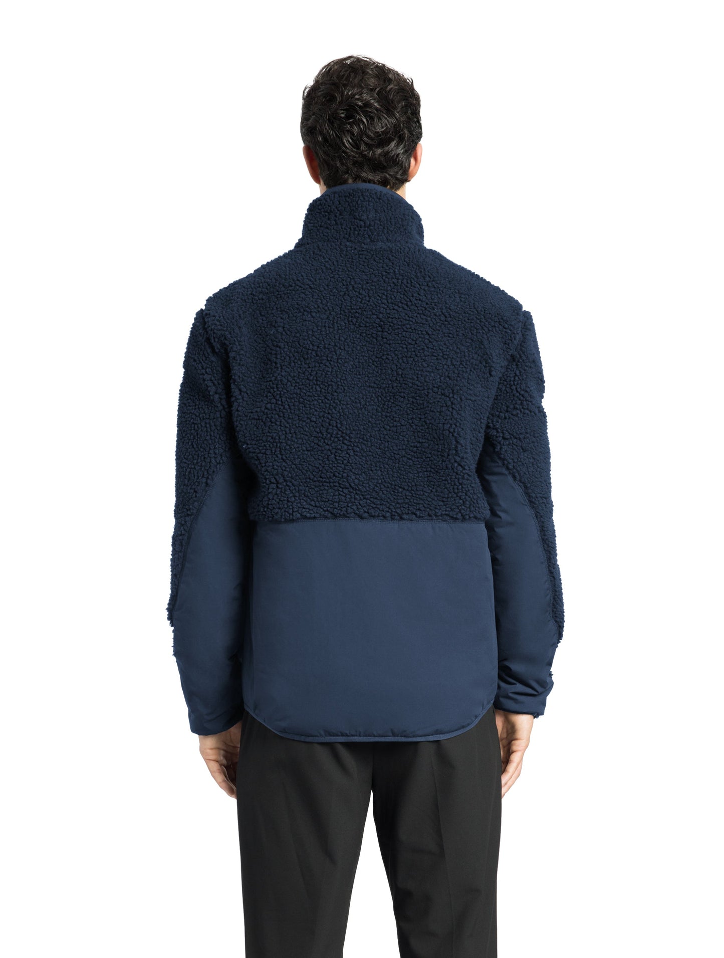 Kepler Men's Berber Zip Front Sweater in hip length, premium berber and stretch ripstop fabrication, Primaloft Gold Insulation Active+, two-way centre-front zipper, zipper pocket at left chest, magnetic closure flap pockets at waist with additional side-entry pockets, in Marine