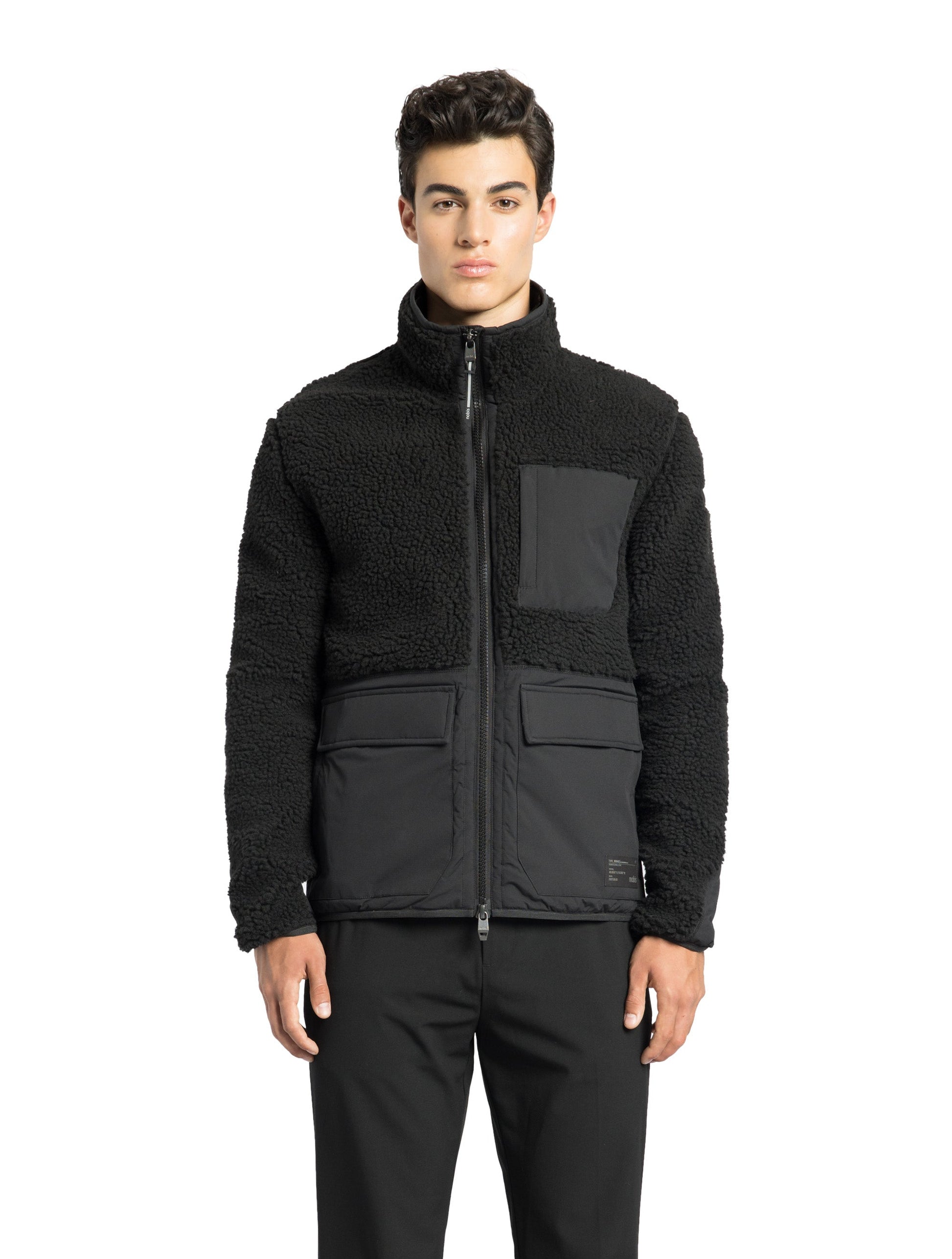 Kepler Men's Berber Zip Front Sweater in hip length, premium berber and stretch ripstop fabrication, Primaloft Gold Insulation Active+, two-way centre-front zipper, zipper pocket at left chest, magnetic closure flap pockets at waist with additional side-entry pockets, in Black