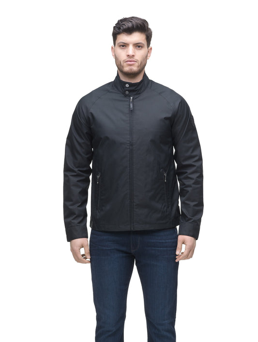 Men's zip up racer jacket in Black