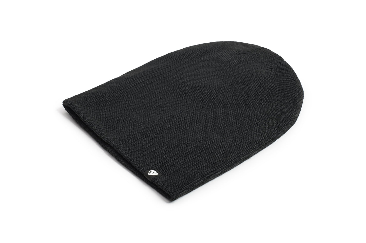 Julian Knit Toque in fine ribbed jersey, with nobis label on cuff, in Black