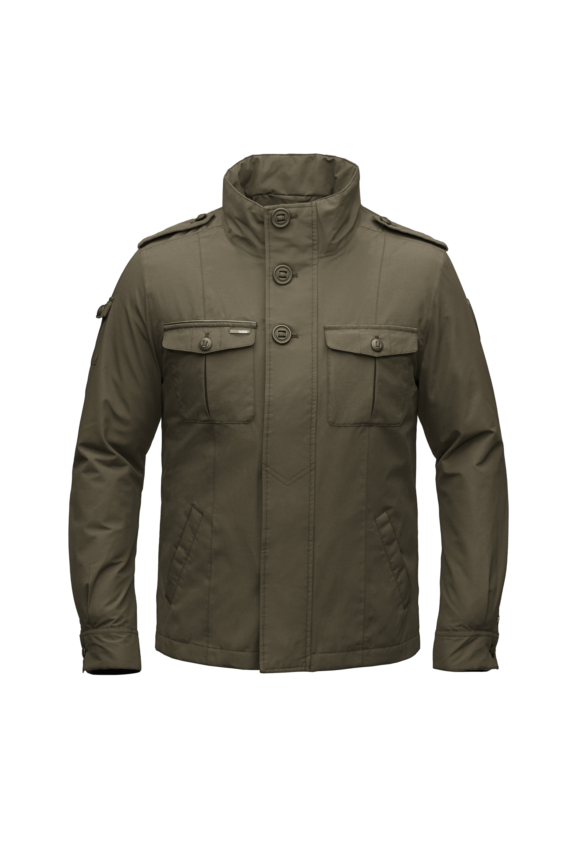 Men's waist length military style jacket in Fatigue