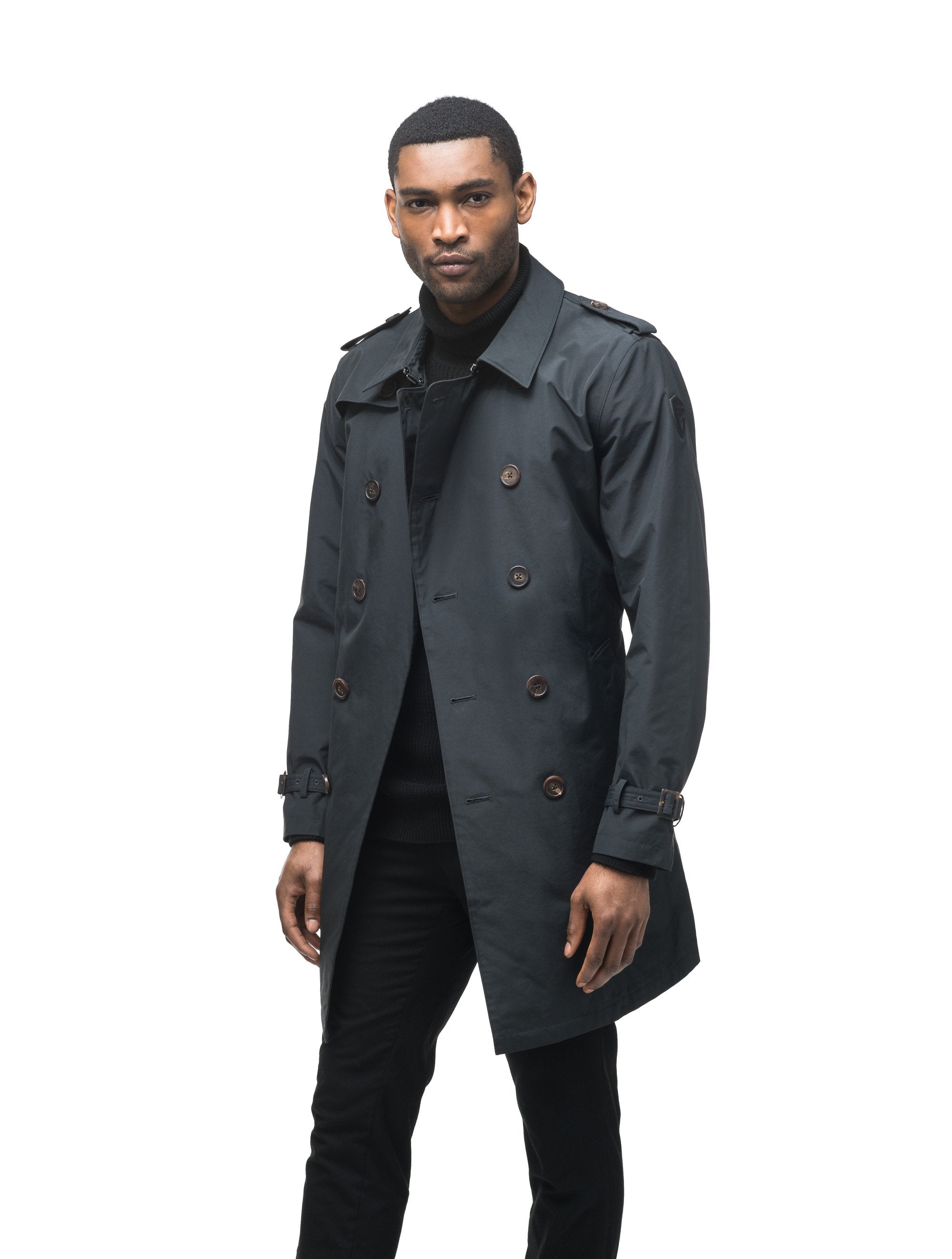 Mens dark grey outlet trench coat