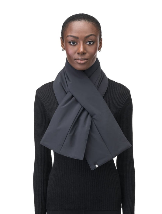 Kara Unisex Quilted Scarf with synthetic down fill, and pull-through slit fastening, in Black