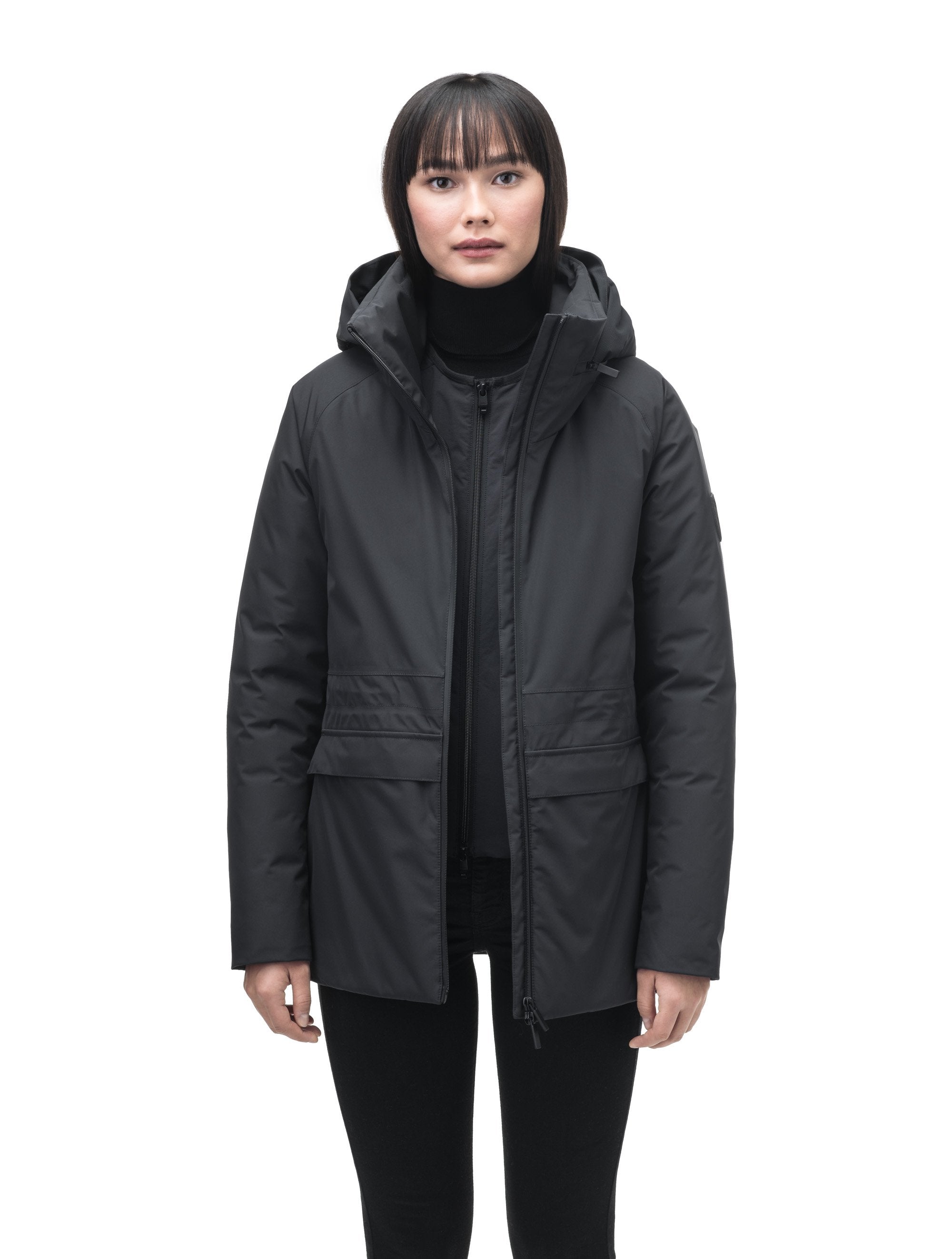 Short clearance black parka