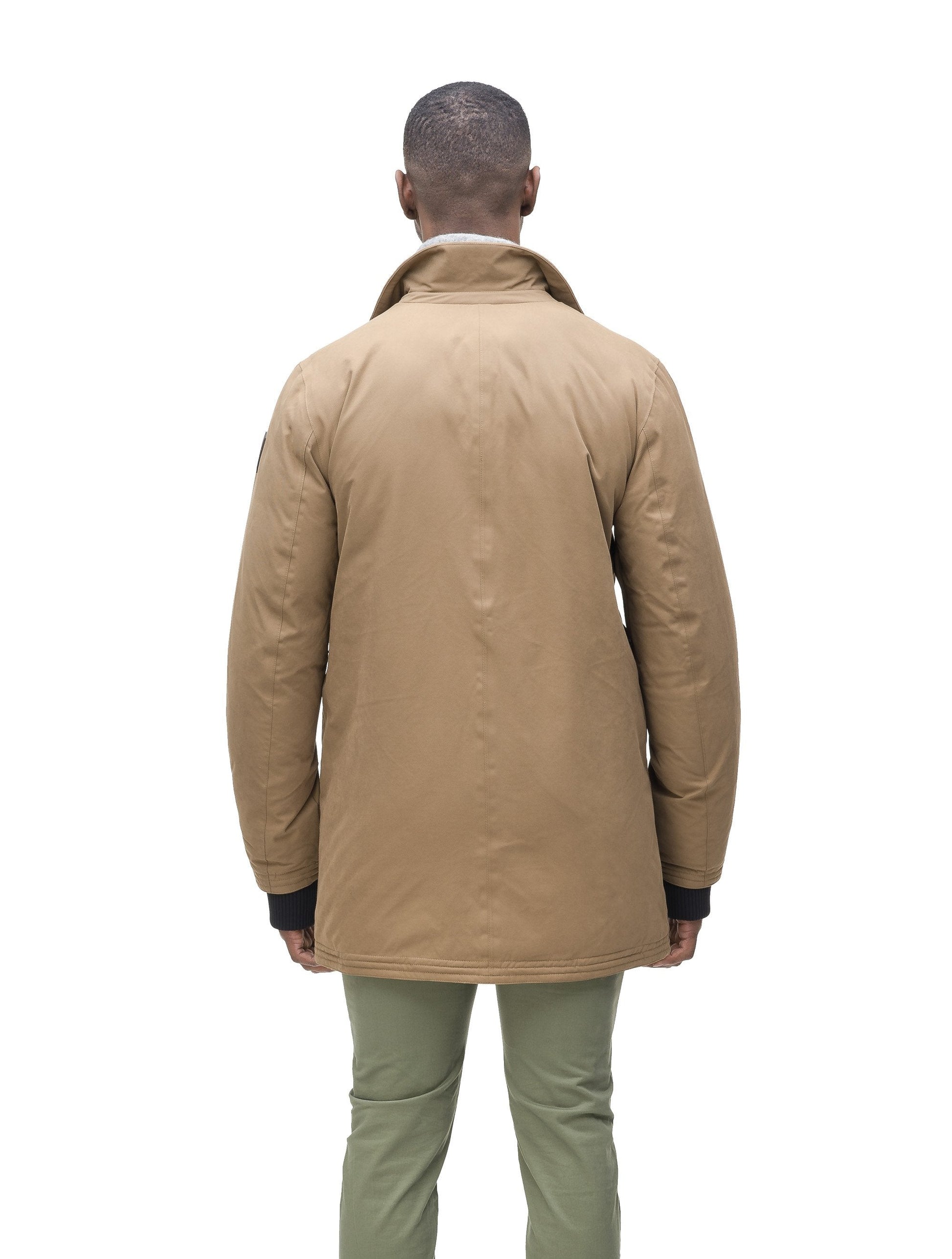 Men's classic overcoat that's lightly down filled, windproof and waterproof in Tan