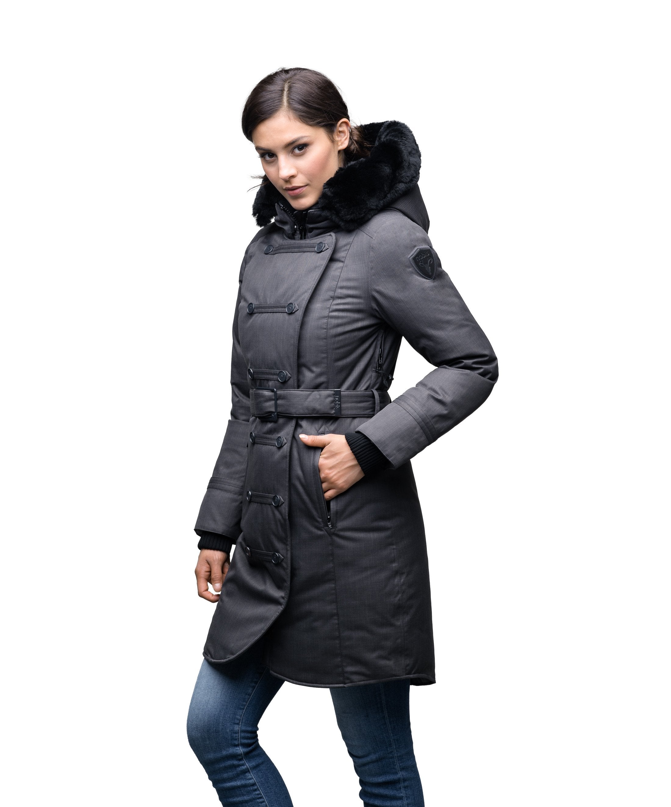 Ursula black padded sale faux fur hooded coat