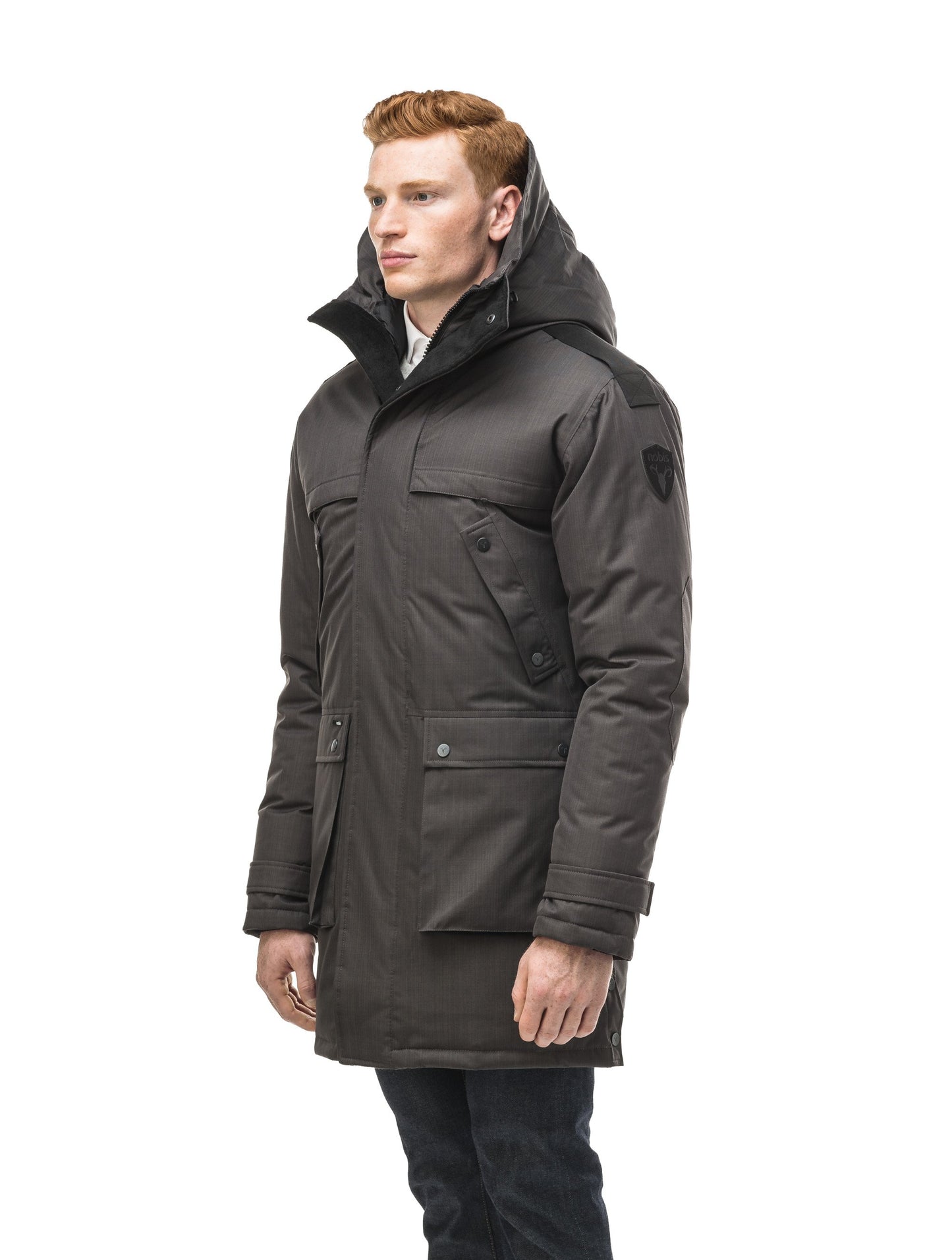 Men's Best Selling Parka the Yatesy is a down filled jacket with a zipper closure and magnetic placket in CH Steel Grey